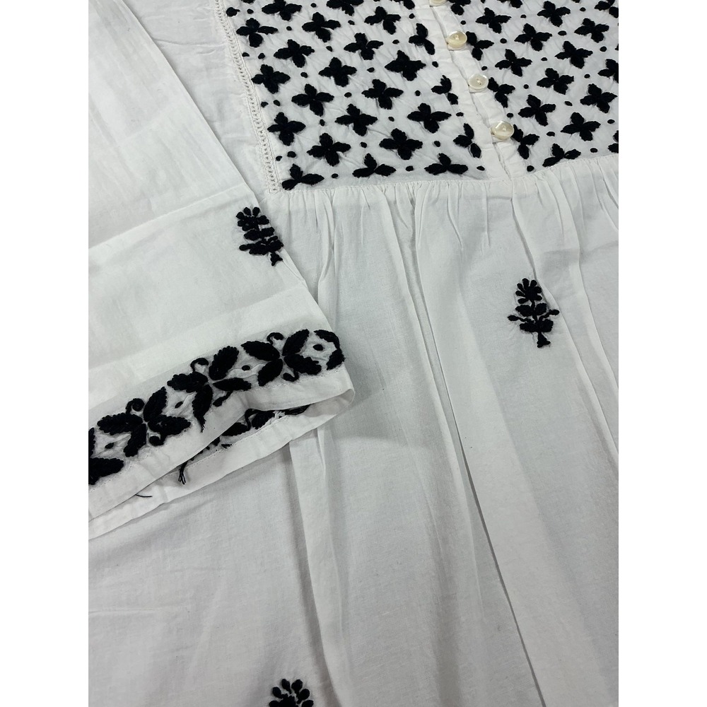 Collections Blouse Womens XXL White Floral Embroidered Tunic 3/4 Sleeve - Picture 4 of 8